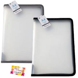 【Ideal for storing documents and more!】 Zippered File Case A4 Organizer with Flap and Gusset Black Gray 2-Color Assorted Approx. 12.8 x 8.9 x 0.8 inches 【Set of 2】