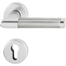 Hoppe Amsterdam Door Handle Set with Rosette PZ Cylinder, Silver Anodised Aluminium/Stainless Steel 3286702