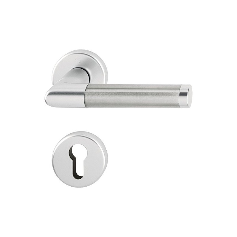 Hoppe Amsterdam Door Handle Set with Rosette PZ Cylinder, Silver