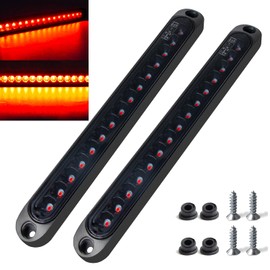 Paquete de 2 luces LED de identificación de remolque de 10 pulgadas con 15 LED, de 9 a 30 voltios, montaje de luz trasera LED de parada y giro, tira de barra de tercer freno, luz marcadora trasera