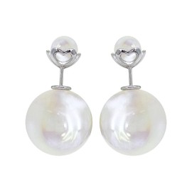 Hiqmic 925 Sterling Silver Double-sided Earrings Created Opal Hollow Heart Ear Stud for Women Fashion White Gold Plated Jewellery Gifts, WA90211-S White