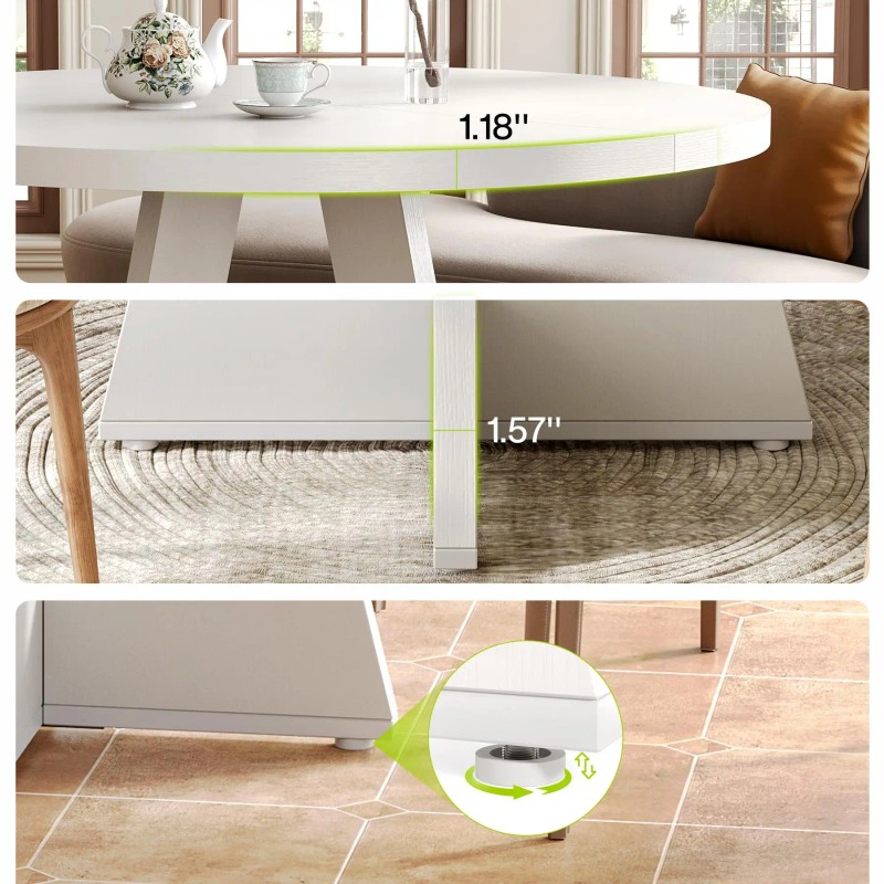US Local Round Dining Table for 4-6 People, 47 Inches