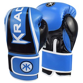 Krace Boxing Gloves 14oz for Kids Youth Men Women, Training Boxing Gloves PU Leather Bag Gloves (Blue)
