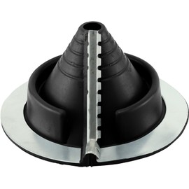 Water-Tite 81828 #1 Retrofit Metal Roof Flashing, 6-1/4" Round Base with EPDM Rubber Collar, For 3/4" to 2-3/4" Vent Pipes, Black