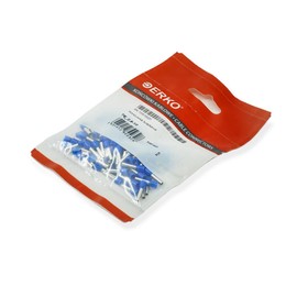 100 Stück ERKO Aderendhülsen, Aderquerschnitt 2,5 mm2 Länge 8 mm professionelle Kabelschuhe aus galvanisch verzinktem Kupfer mit Polyamidisolierung, Kabel Steckverbinder für Elektriker