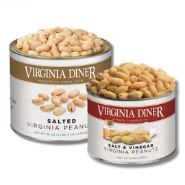 Virginia Diner Peanuts - Salted (36oz.) & Salt and Vinegar (9oz.) - Gift Bundle of 2 Resealable Cans By Lyza's Sweets & Treats