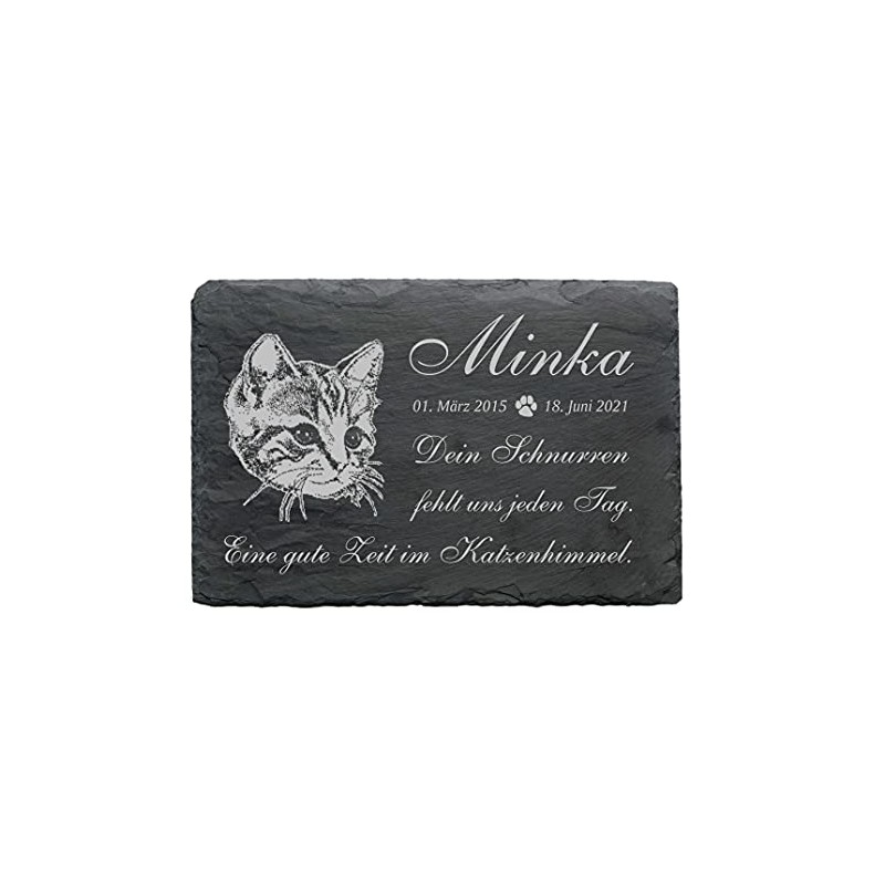 Cat Memorial Plaque with Name Date Tombstone 22 x 16