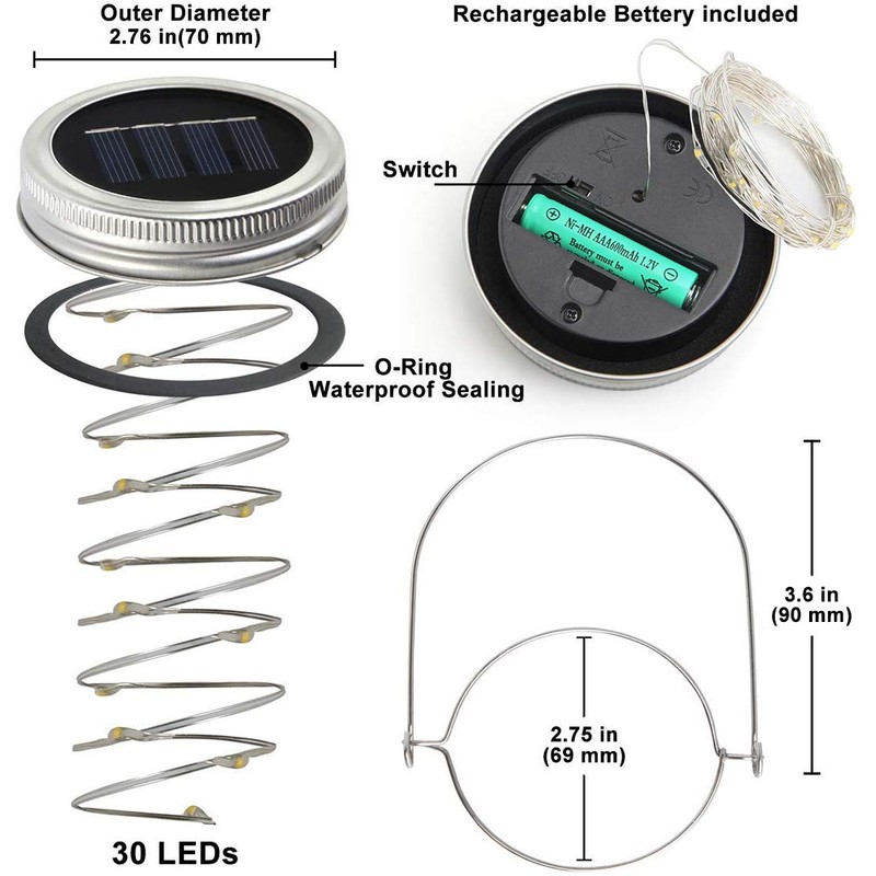 Urvoix Urvoix Solar Mason Jar Lights - 8 Pack 30