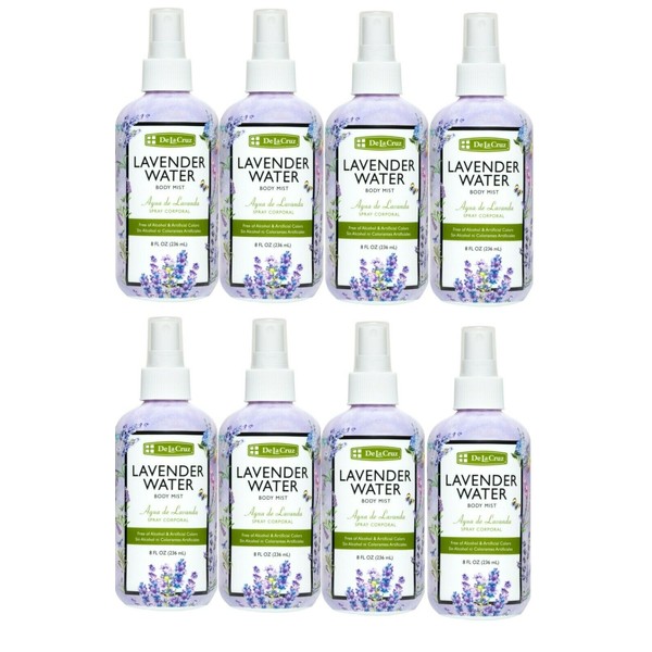 De La Cruz® Lavender Water Spray, No Artificial Colors, 8 FL OZ  (8 BOTTLES)