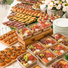 VGOODALL 48PCS Charcuterie Boxes with Clear Lids, 5.3" x 4.9" x 2.6" Dessert To Go Cookie Bakery Box Slice of Cake Containers for Slice Cake Pastry Sandwich Dessert (Brown)