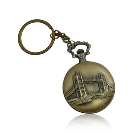 AUGEN Metal Keychain For Men And Women, Round Key Ring Holder Organizer With Vintage Classic Pocket Stopwatch- Bridge (Pack of 1)