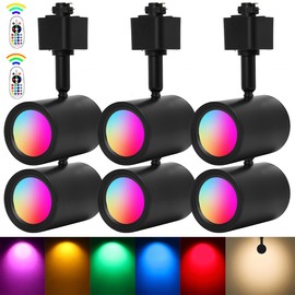 geenaes RGB LED Track Lighting Heads,H Type Track Light Heads with Remote Control,RGBW Color Changing Track Lights,No Dimmer Required,16 Color + Warm W (Black)