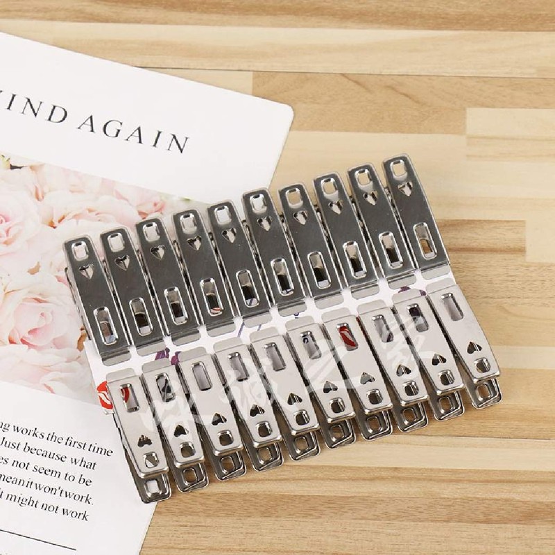 HappyHome Stainless Steel Silver Clothespins Set of 20 Cute Clothespins