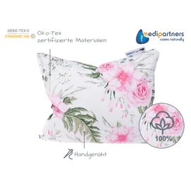 Medi Partners Cherry Stone Cushion, Grain Cushion, Large Heat Cushion, 500 g, 20 x 25 cm Rectangle, Eco, Natural, 100% Cotton, Heat/Cold Therapy, Massage Therapy (Rose Flowers)