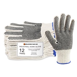 Migliore Wear 12 Pairs Work Gloves with Non-Slip Nubs for Men & Women, Cotton/Polyester Protective Gloves for Industry, Gardening, Construction, Warehouse