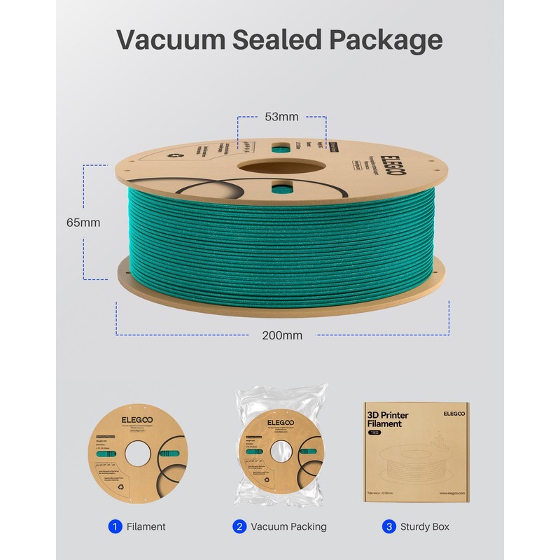 ELEGOO Silk PLA Filament Triple Colors Blue Green Orange, Shiny