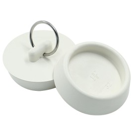 Auvotuis 2Pcs Rubber Drain Stopper Fits 1-5/8 Inch to 1-3/4 Inch, Bathtub Drain Plug with Hanging Ring, Rubber Sink Stopper Drain Plug for Bathtub, Kitchen and Bathroom (White)