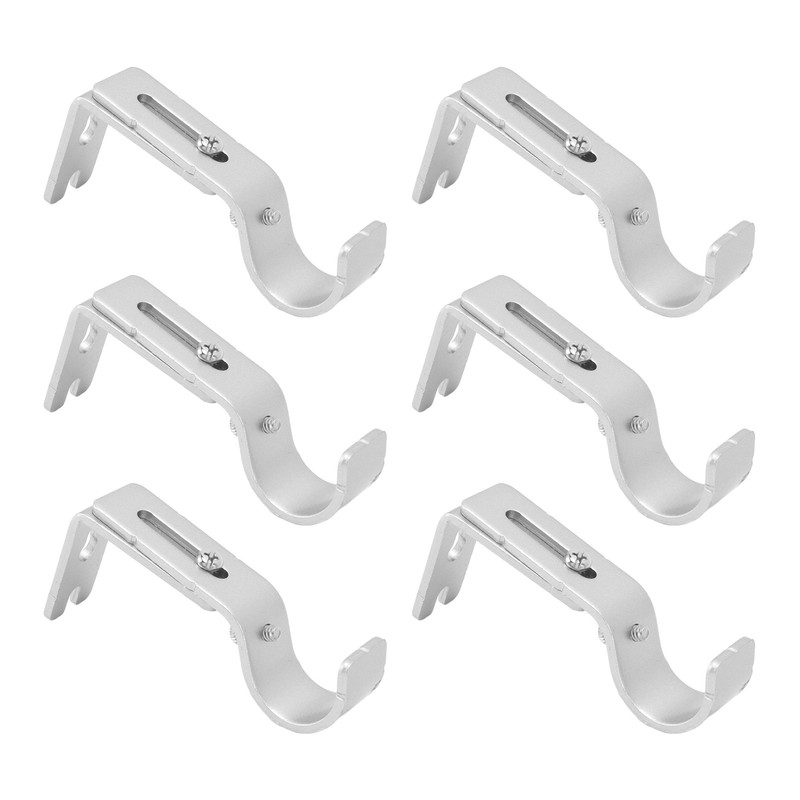 6PCS Curtain Rod Brackets Iron Adjustable Window Curtain Rod Support