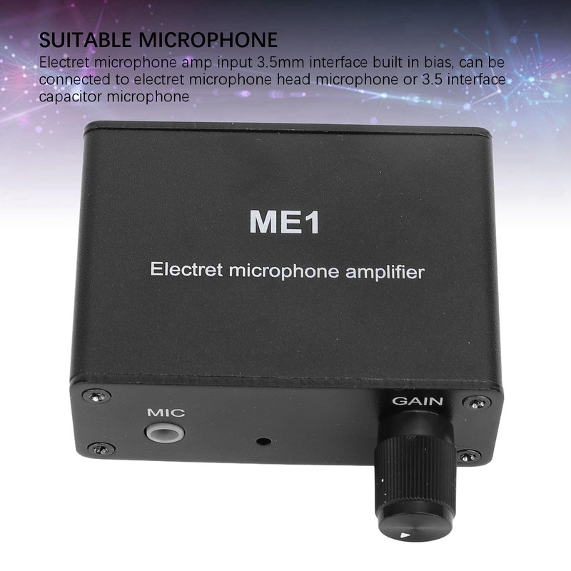 Adjustable Gain Electret Microphone Amp, 3.5mm Input Sound Preamplifier ME1,