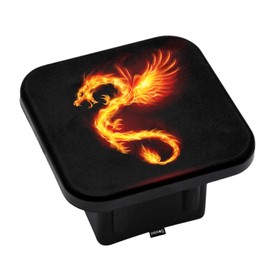 Swono Fire Dragon Rubber Hitch Tube Cover Fairy Animal Flame Dragon Wings Soft Rubber Protects Hitch Tube Rear Trailer Hitch Cover Universal Fits 2" Receivers for Men Women