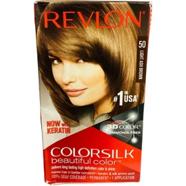 Revlon 3D Colorsilk w/Keratin Beautiful 50 Light Ash Brown Permanent NO AMMONIA