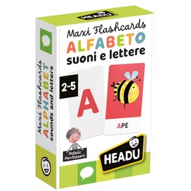 HEADU - Maxi Flashcards Montessori Alfabeto Suoni e Lettere - Leggi, ascolta e pronuncia |Gioco Educativo Per Bambini 2-5 Anni, Metodo Montessori, Idea Regalo Natale Pasqua Compleanno, Made In Italy