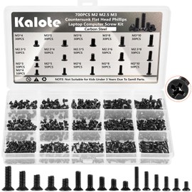 Laptop Screws Kit, 700Pcs Black Laptop Notebook Computer Replacement Screws Assortment Kit, M2 M2.5 M3 Carbon Steel Countersunk Flat Head Phillips Mini Screws Set for Lenovo Toshiba HP IBM Dell Sony