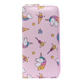 DonDon Women's Purse with Zip, Unicorns and Flamingos Pink
