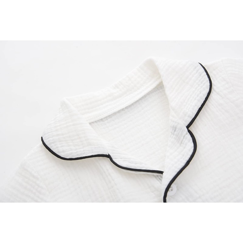 BINIDUCKLING Pijama de verano con botones para niñas y niños