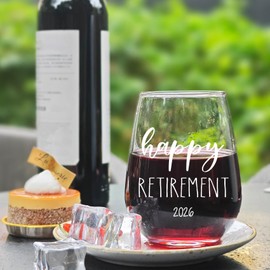 Happy Retirement Gift for Women - "Not My Problem Anymore" Wine Glass, 15oz Funny 2026 Edition, Thoughtful Farewell Present for Coworkers Boss Teachers Nurses Doctors -298