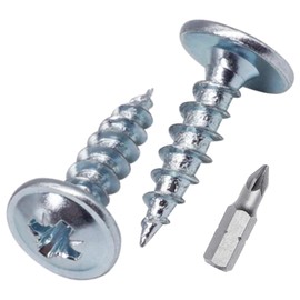 SKIR'CO (300 pcs) Zinc Plated Steel 3.0 x 12 mm Wood Screws, Metal Screws, Wafer Head, Pozidriv, Self Tapping