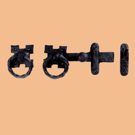 7" Wrought Iron Door Latch Lock Set Ring Pull Two-Way Rustproof Door Latches Hardware