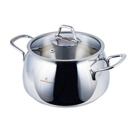 Venus Stainless Steel Deep Stock Pot with Glass Lid Soup Pot Deep Casserole Cooking Pot Suitable for Induction Stove Cookware (2.95-qt. (2.8 L))