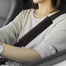 HQRNYP 2PCS Car Seat Belt Cover, Car Seat Strap Pads, More Comfort Driving Cushion Helps Protect Your Neck and Shoulders, Universal Car Accessories Safety Strap Cover Fit for SUV Truck RV (Red Line)