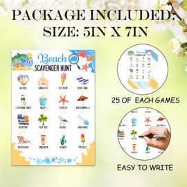 Beach Scavenger Hunt Cards Set Of 25 Pcs, Camping Scavenger Hunt Game, Outdoor Scavenger Hunts, Outdoor Holiday Party Game Find And Seek Camping Activity, Holiday Party Games For Family Friend, A04