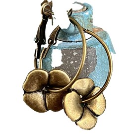 Antique Bronze Flower Hoop Dangle Earrings Bloom Jewelry Earrings for Women #3298FE600