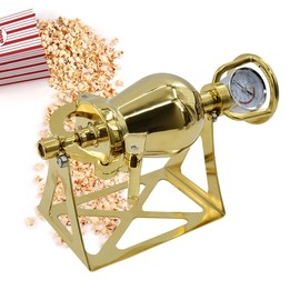 Brogana Golden Chinese Popcorn Cannon Machine, Hot Air Popcorn Machine, High Pressure Popcorn Maker, Stainless Steel Popcorn Popper, for Home Parties Camping (230ml)