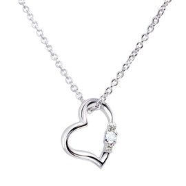 Sears 1491-tdt-01 Women's Natural Diamond Heart Necklace, Teddy Bear Plush Set, Silver, Aquamarine