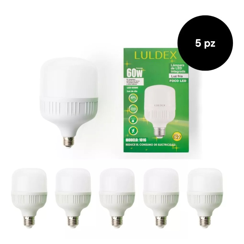 LULDEX Paquete 5 Focos Led Color Luz Fria 60 W