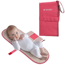 Navaris Nappy Bag for on the Go - Changing Mat on the Go - Washable Changing Mat - Changing Mat for On the Go Washable - Baby Changing Mat - Coral