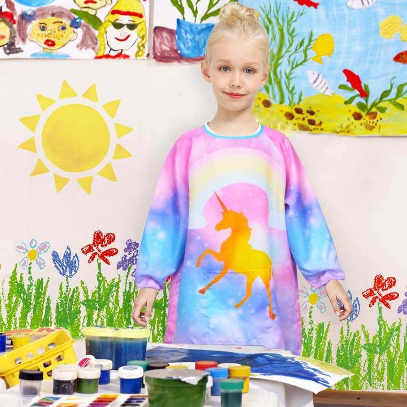 Fiodrimy - Delantal impermeable para niñas y niños, Dorado (Golden