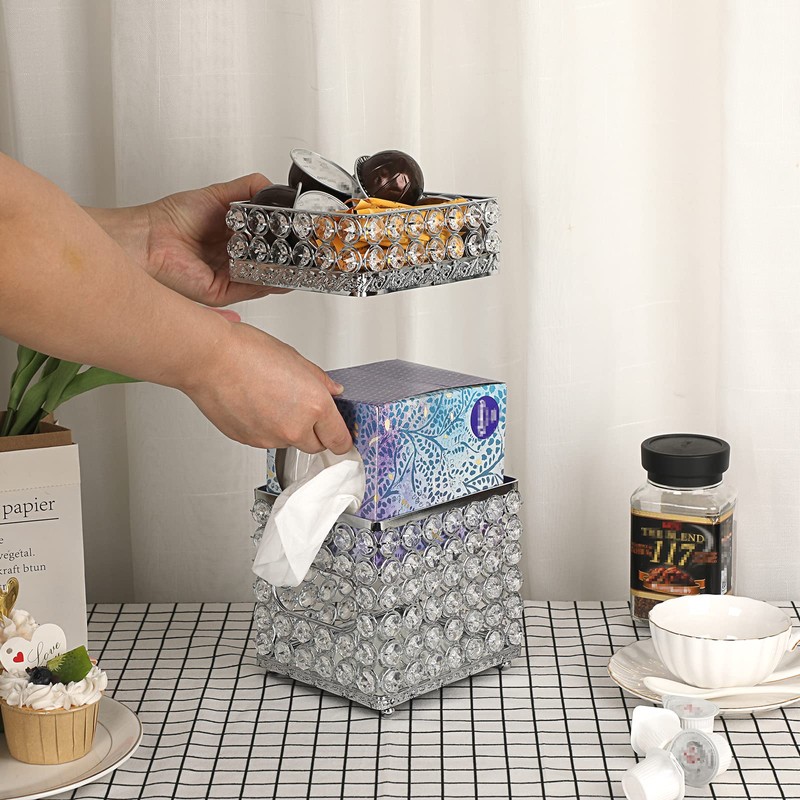 Sumnacon Square Tissue Box Cover- Crystal Cube Tissue Box with