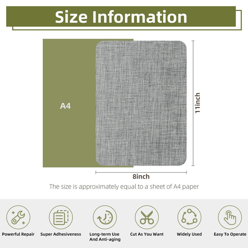 ZESION 2Pcs Self-Adhesive Linen Fabric Patches, Quick Repair for Sofas,