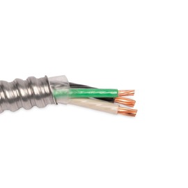 Wirenco 6/2 Metal Clad (MC) Cable with Ground, Aluminum Armored, Stranded Copper Conductor (15Ft Cut)