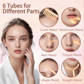 Hochfrequenzstab Gesicht, 6 Neon Hochfrequenz Hf Stab Geraet Portabler, Tragbare Hochfrequenz Hautstraffung Acne Spot Falten Remover Geschwollene Augen, Körperpflege, Gesichtsmassagegerät