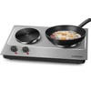 CUSIMAX 1800W Double Hot Plate, Stainless Steel Silver Countertop Burner