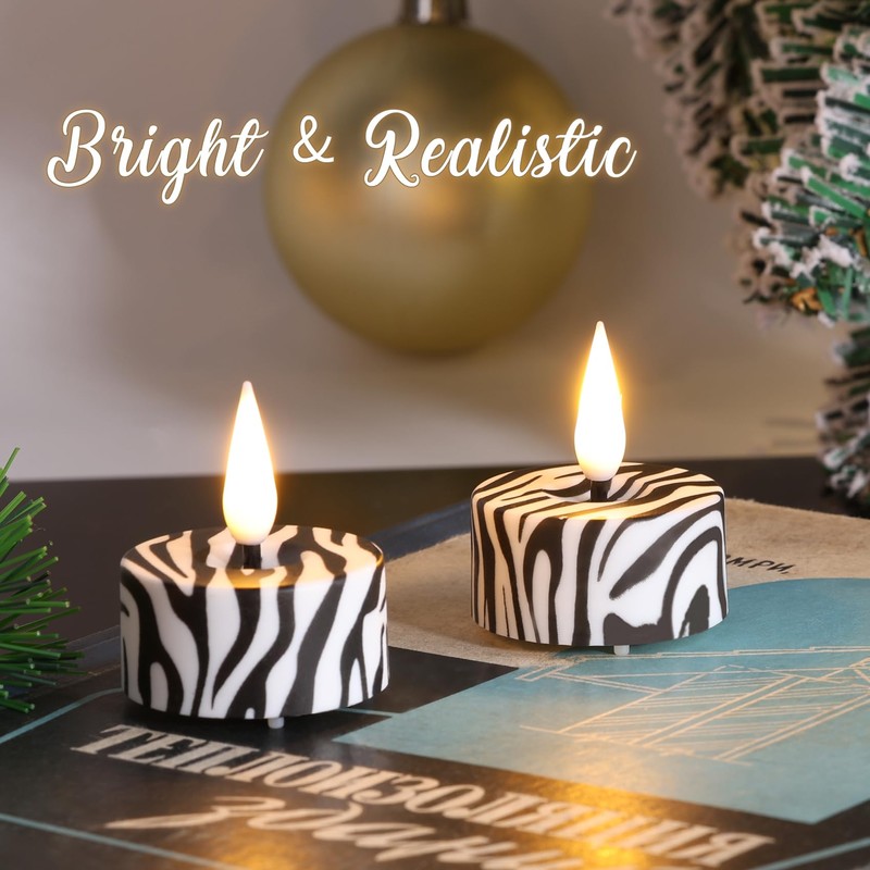 Eywamage Zebras Animal Print Flameless Tealights with Remote Batteries Included,