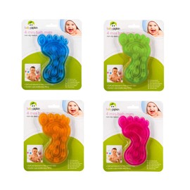 Non Slip Baby Bath Mats With Suction Pads Pack Of 16 Mini Child Safety Anti Slip Shower Mats Flower, Star, Foot, Star Fish (Funny Foot)