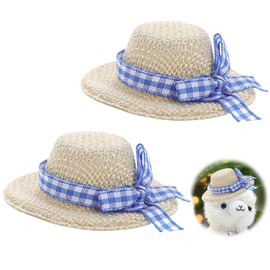 EsiFare Mini Doll Straw Hat, Mini Doll Hat, Bowknot Set of 2, Actress Hat, Mini Straw Hat, Doll Decoration, Hand Woven, Crafts, Dollhouse Accessories, Small Goods, DIY Handmade, Decorative, Toy, Small