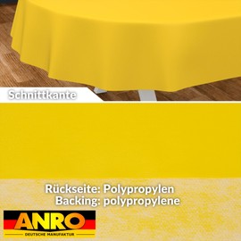 ANRO Oilcloth Tablecloth Washable Oilcloth Garden Tablecloth Outdoor Indoor Oval 200 x 140 cm Cut Edge Yellow